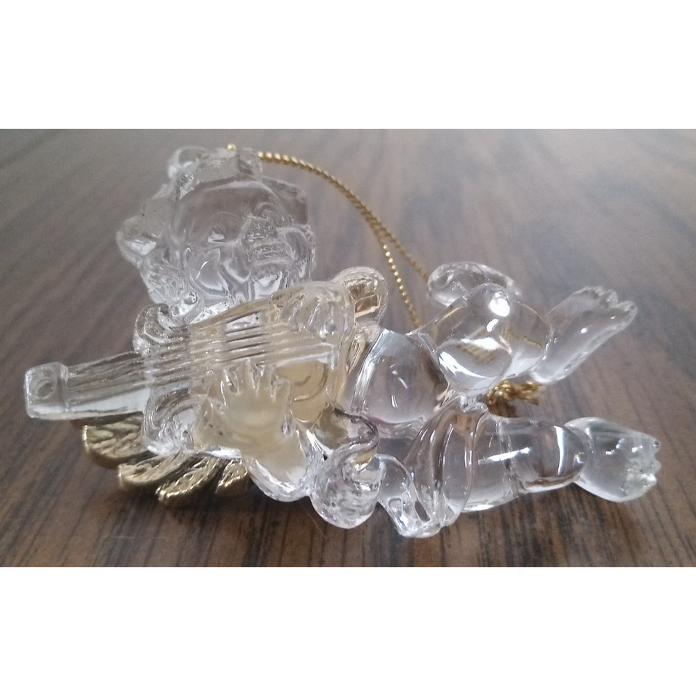 Acrylic Cherub With Harp Christmas Ornament